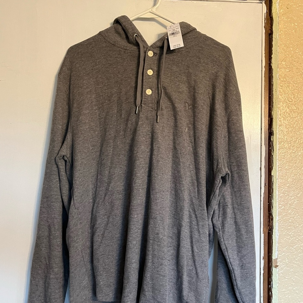 Large American Eagle hooded Henley shirt